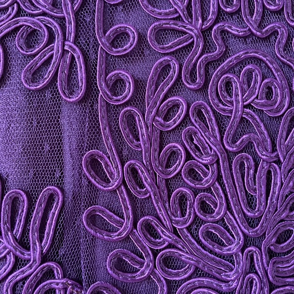 Cachet Purple Embroidered Tulle Trumpet Gown - Picture 8 of 16